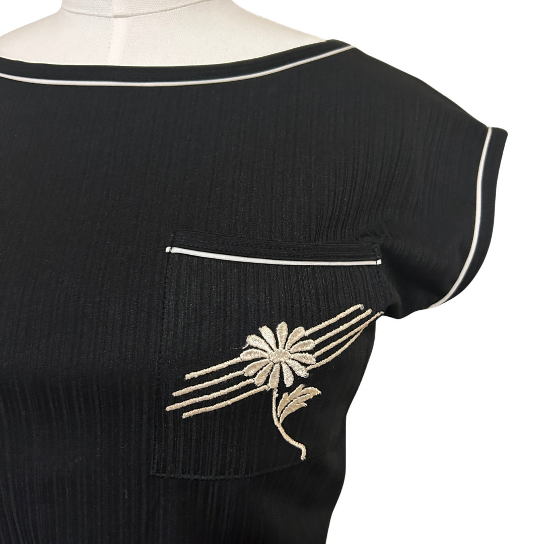 Vintage 70s Black Stretch Midi Dress