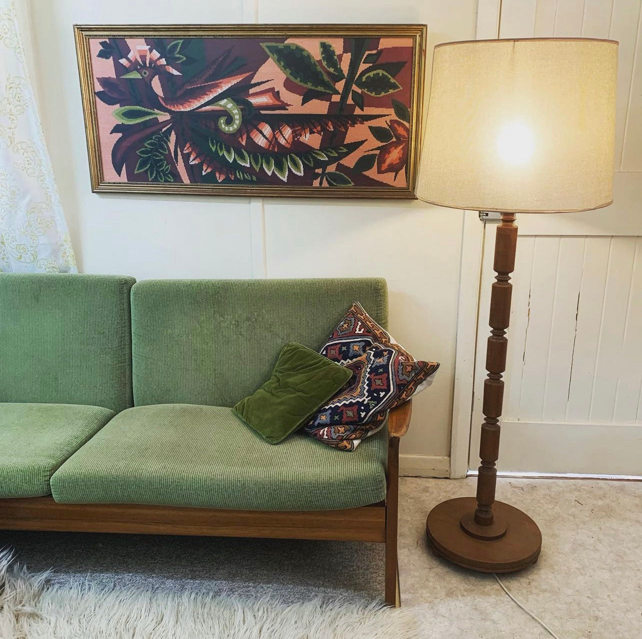 Mid Century Turned Timber Floor Lamp Base