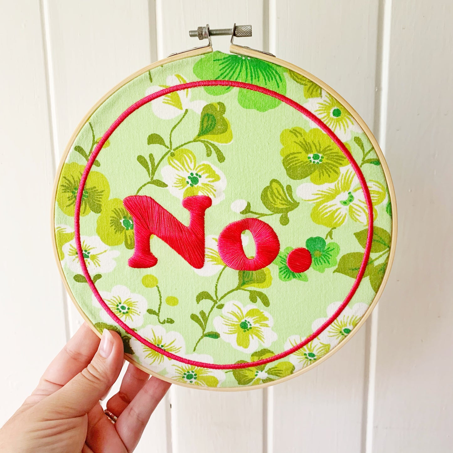 "No." Subversive Embroidery Feminist Wall Art