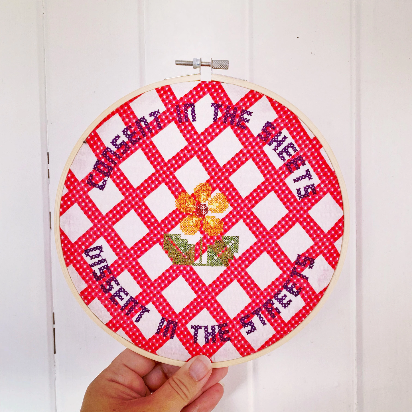 "CONSENT IN THE SHEETS DISSENT IN THE STREETS" Subversive Embroidery Feminist Wall Art