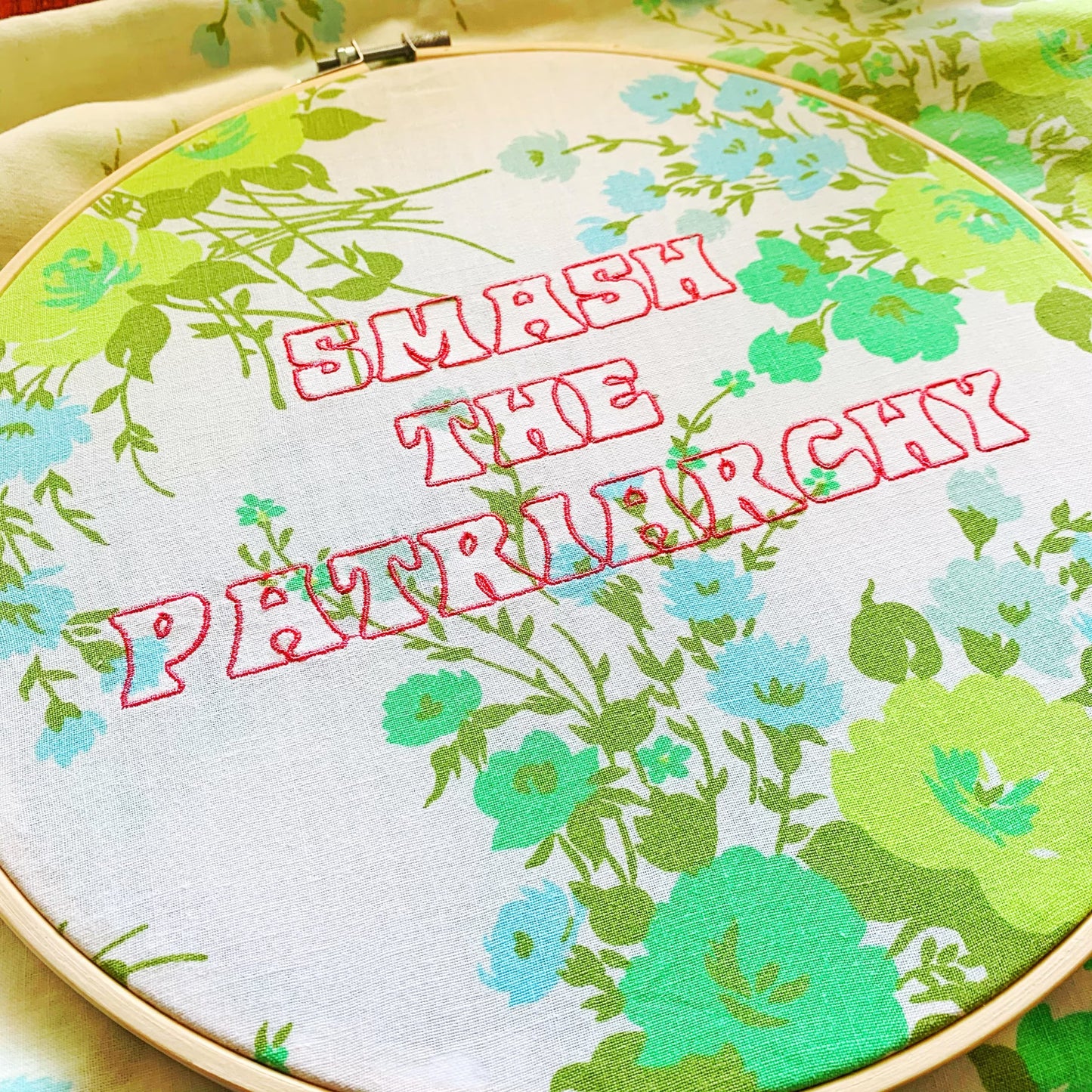 "SMASH THE PATRIARCHY" Subversive Embroidery Wall Art