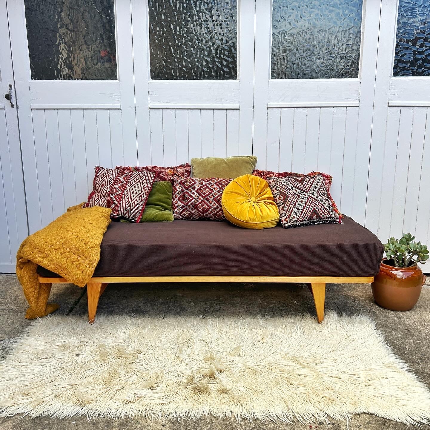 Mid Century Timber Daybed or Divan Frame and Mattress