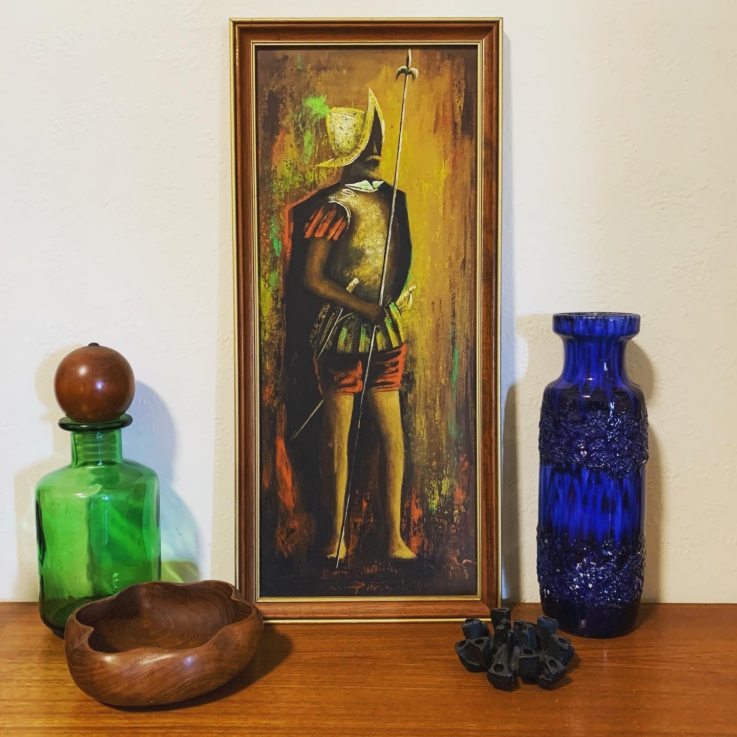 Original Gail Andrews Mid Century Abstract Oil Painting of a Spanish Conquistador