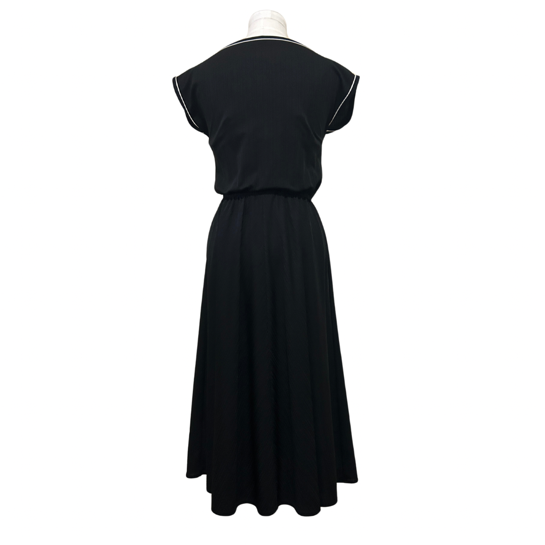 Vintage 70s Black Stretch Midi Dress