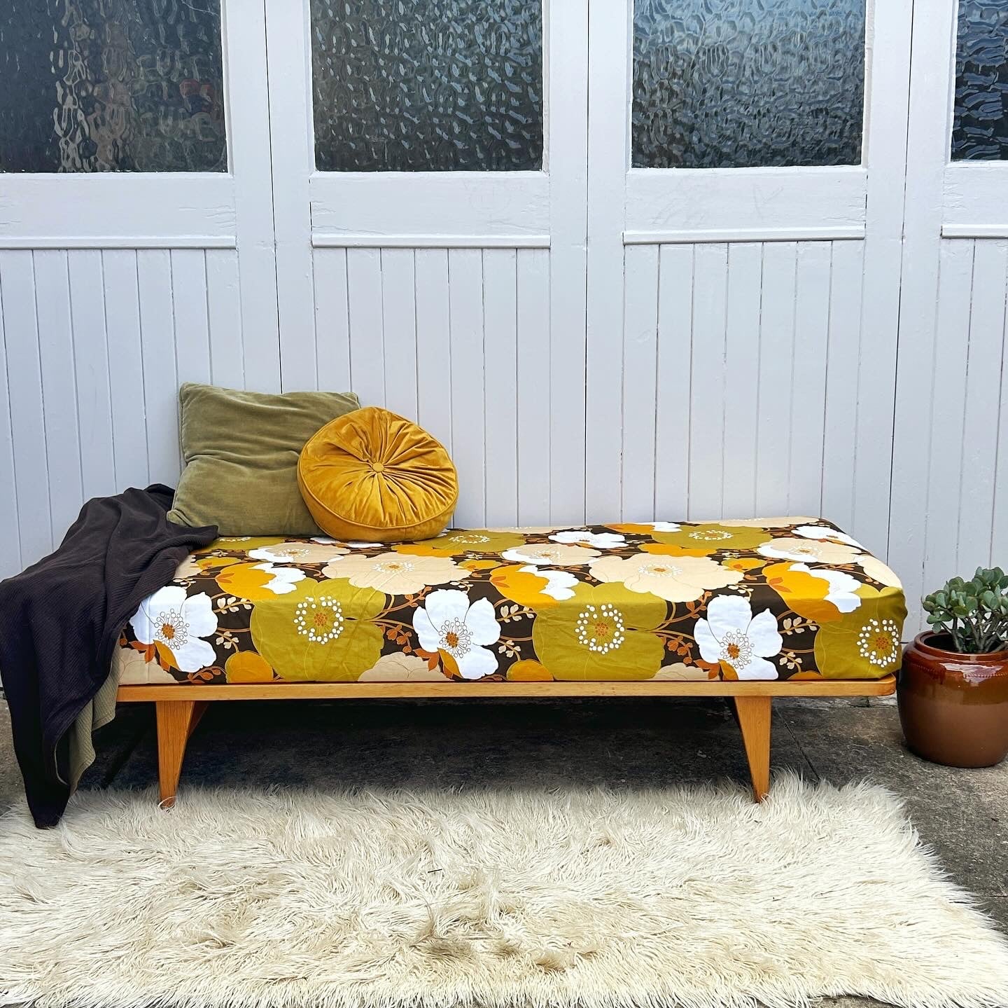 Mid Century Timber Daybed or Divan Frame and Mattress
