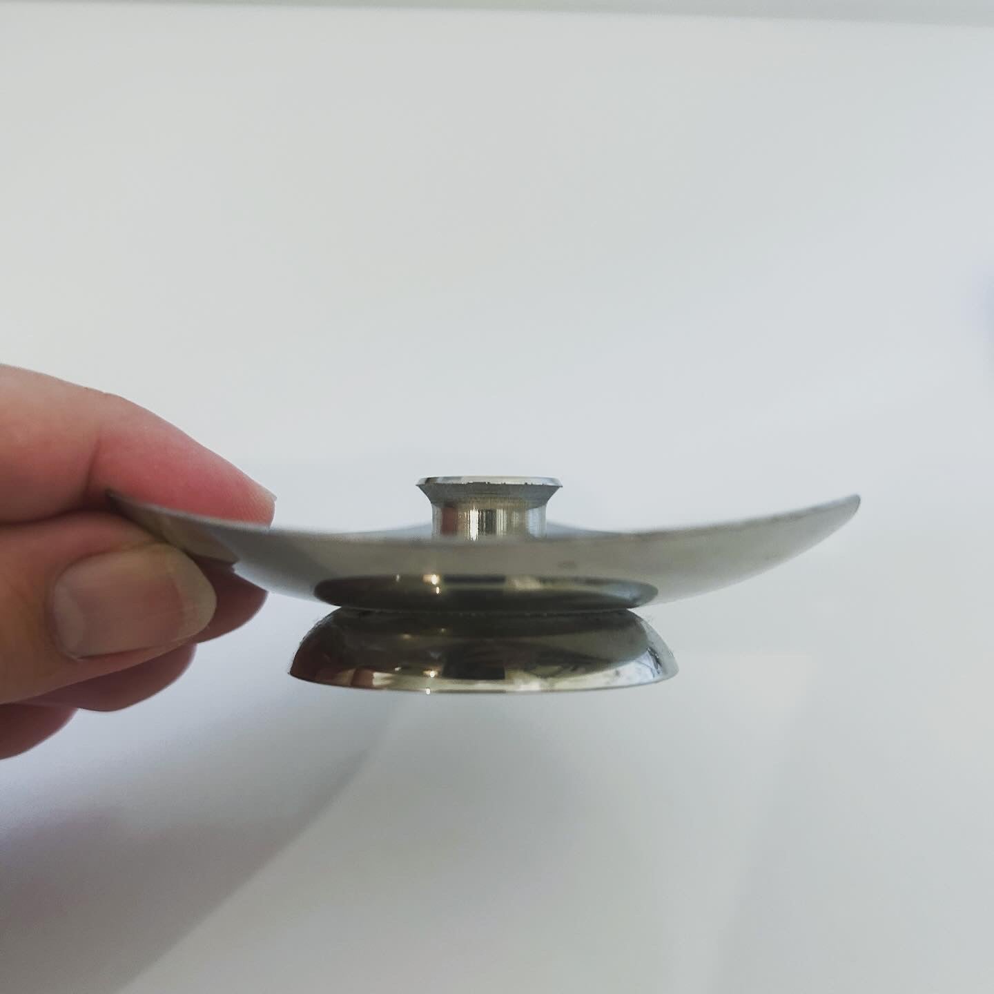 Pair of Mid Century Stainless Steel Candle Holders, Atomic Era