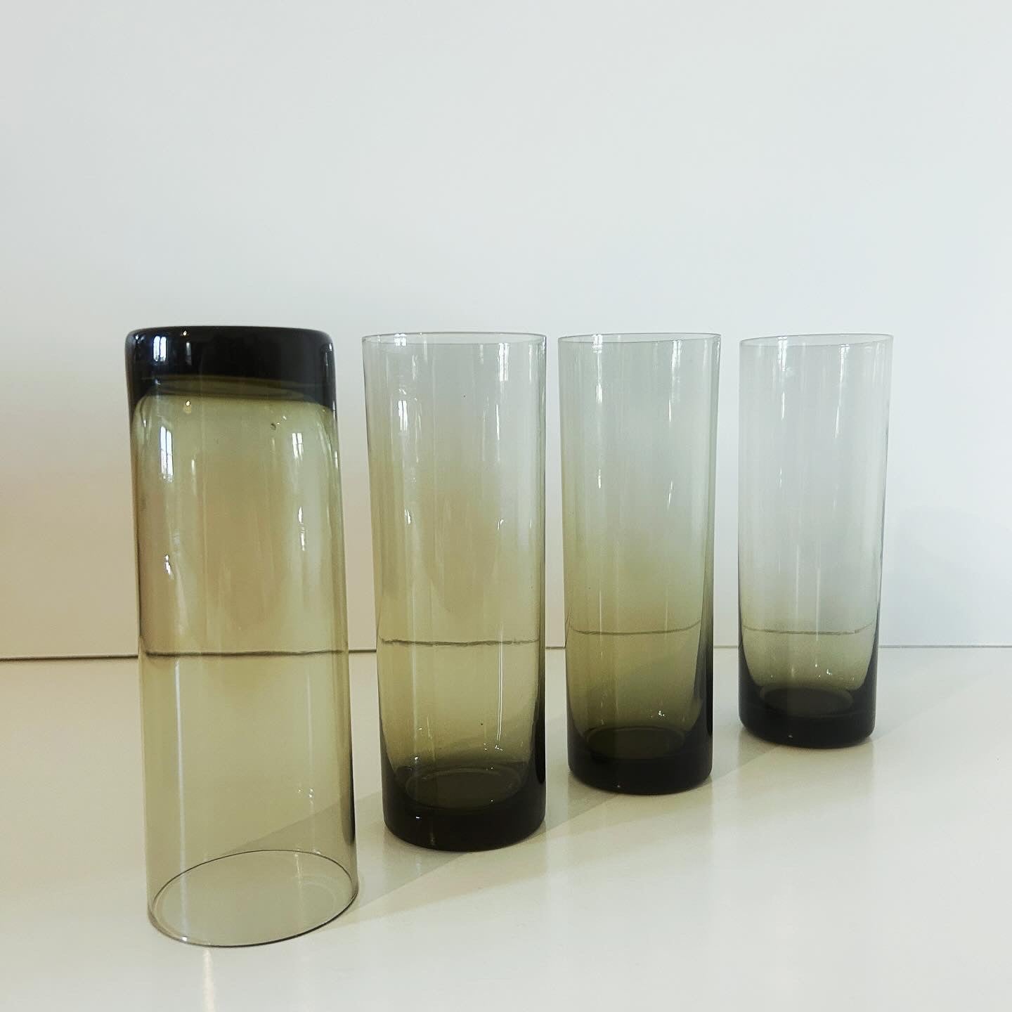 Vintage Smoked Glass Highball Glasses or Tumblers