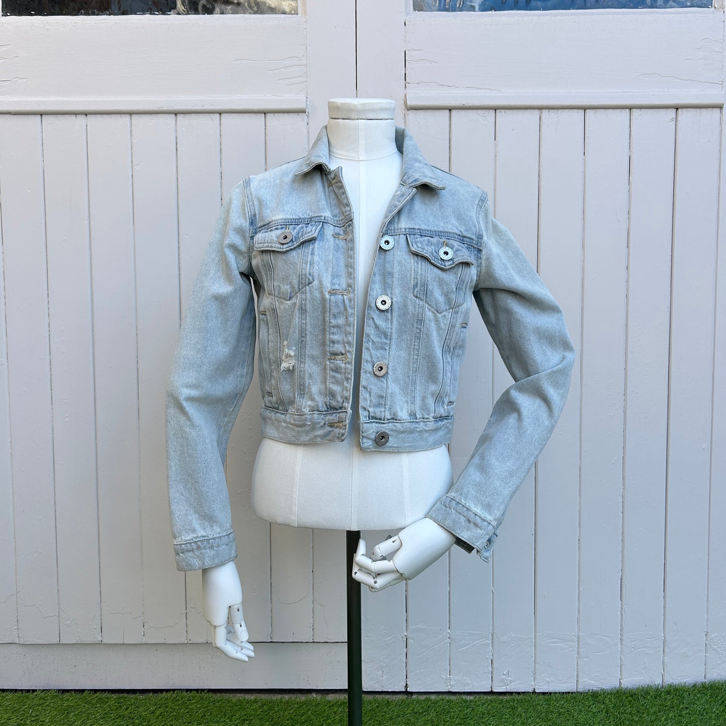 Light Denim Jacket Feat. Iconic Aussie Outback Bush Scene - Reclaimed Vintage Embroidery Denim Jacket, Wearable Art