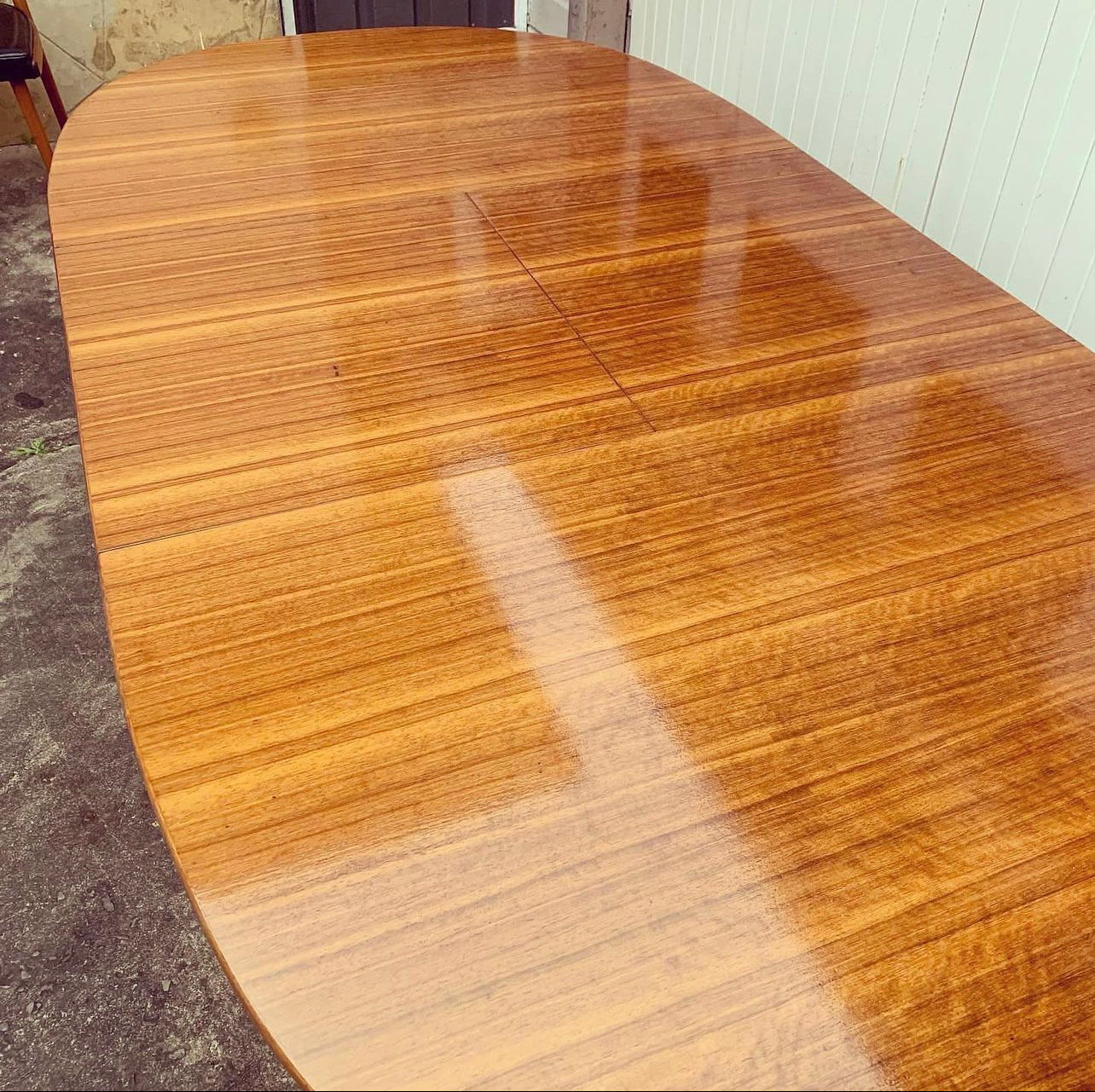Solid Timber Mid Century Modern Czech Dining Setting, 6 Black Vinyl Chairs & Original Matching Table, Assembled by James Richardson & Co