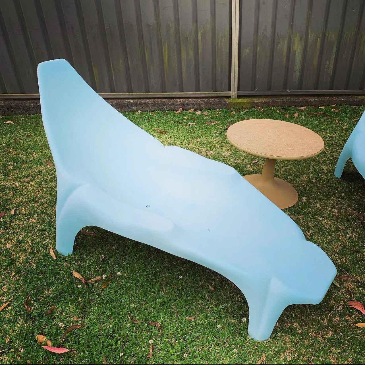 Mid Century, Space Age Pair of Moulded Fibreglass Pool or Sun Lounges in Sky Blue