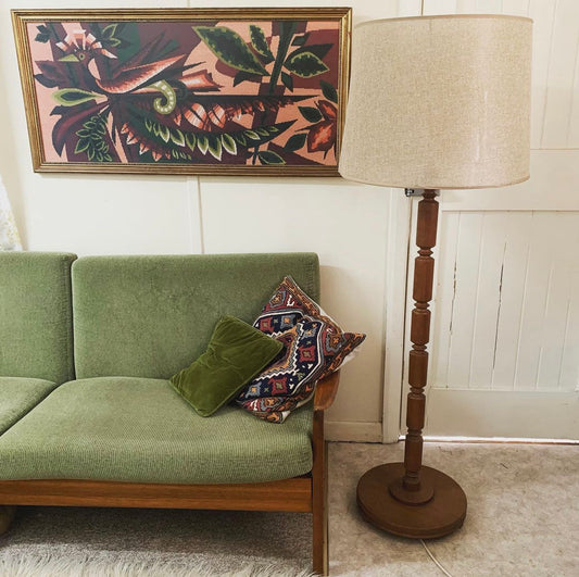 Mid Century Turned Timber Floor Lamp Base