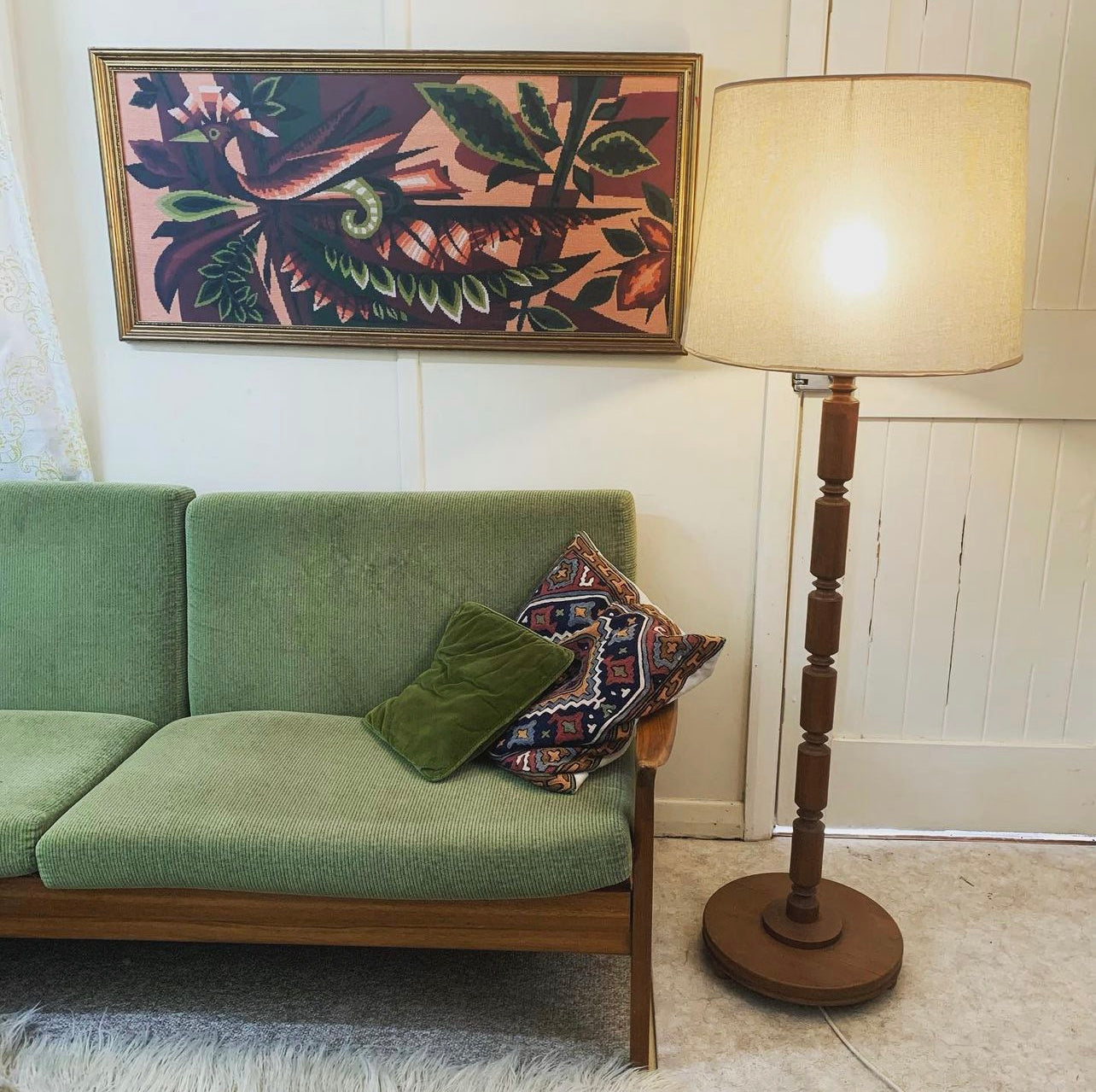Mid Century Turned Timber Floor Lamp Base