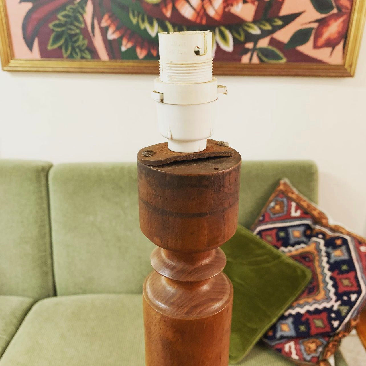 Mid Century Turned Timber Floor Lamp Base