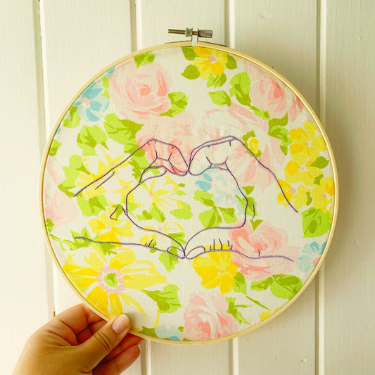Heart Hands Subversive Embroidery Wall Art