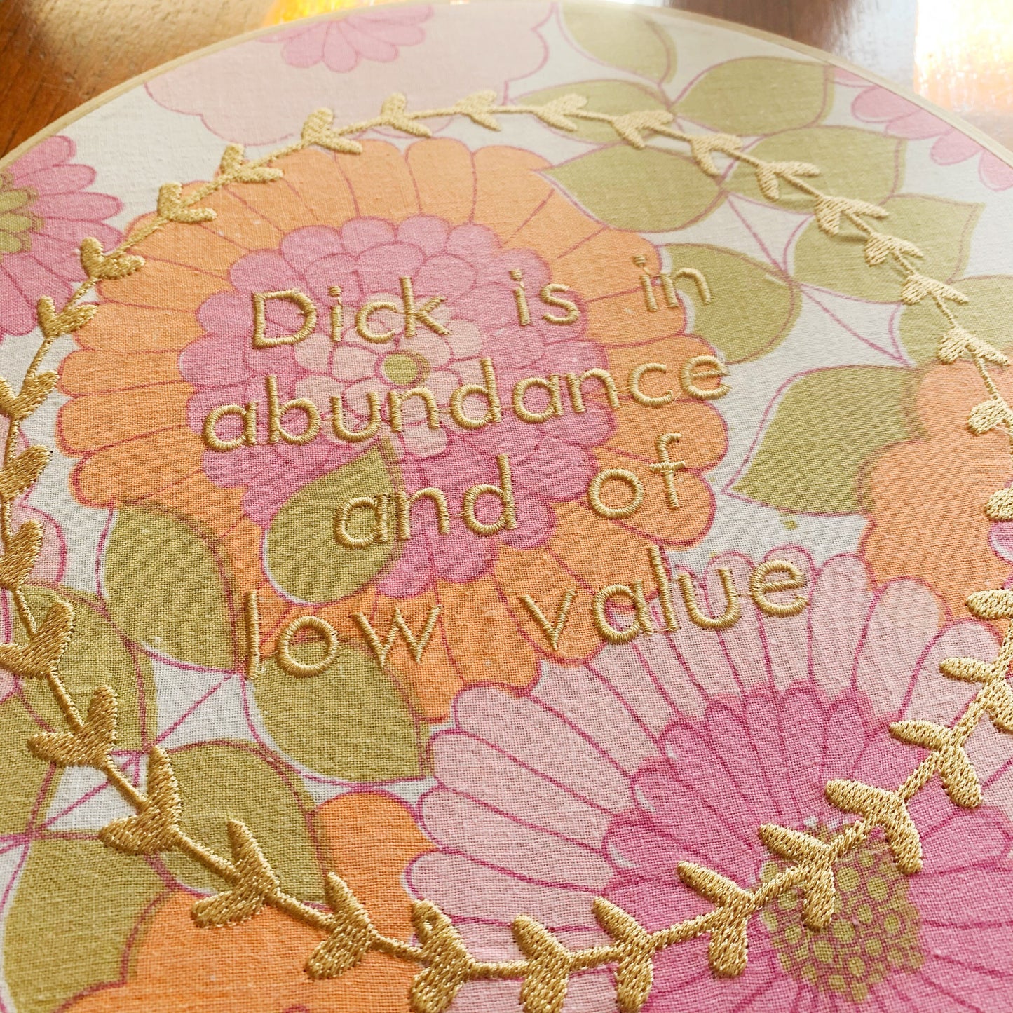 Dick is in Abundance Subversive Embroidery Feminist Wall Art