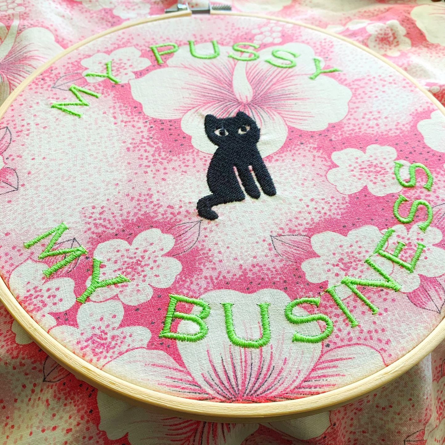 "MY PUSSY MY BUSINESS" Subversive Embroidery Feminist Wall Art